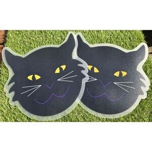 Totally Ghoul Lot Of 2 Placemats Halloween Black Cat New Old Stock 14" Diameter